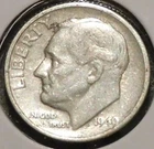 Silver Dime - Roosevelt - 1949-S (Obverse spot) [309]