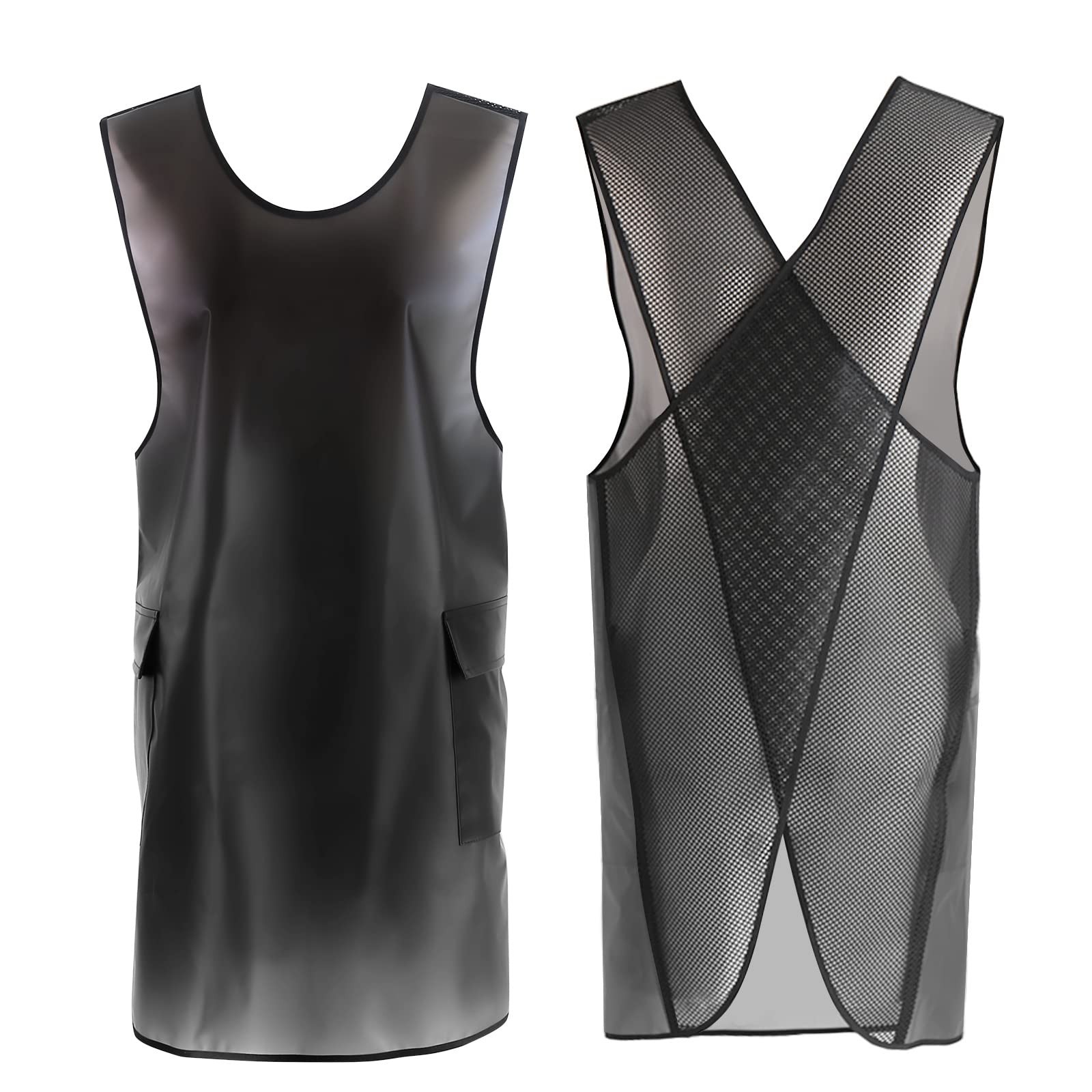 Waterproof Cross Back Apron, Shortened Design Waterproof Apron, Japanese Styl...
