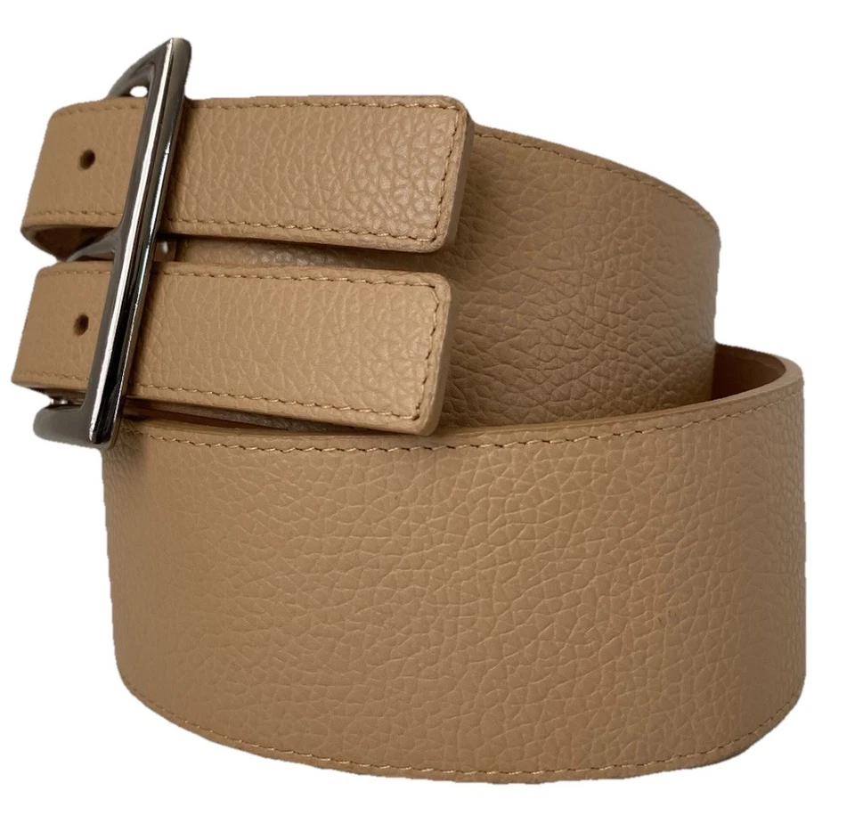 Kenneth Cole Women’s Beige Wide Leather Hip Belt Size M – Double Buckle - Image 2 of 4