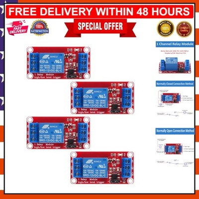 Reliable 12V Relay Board with 4pcs Optocoupler Isolation for Automation Projects