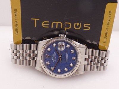ROLEX DATEJUST RARE 16234 SODALITH & DIAMANTEN FULL SET NO BOOCHS 18KT GOLD B. BEZEL