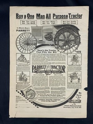Magazine Ad* - 1916 - Parrett Tractor Co., Chicago, IL