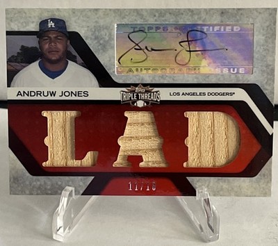 2008 TOPPS TRIPLE THREADS ANDRUW JONES GAME-USED BAT AUTO /18 DODGERS HOF