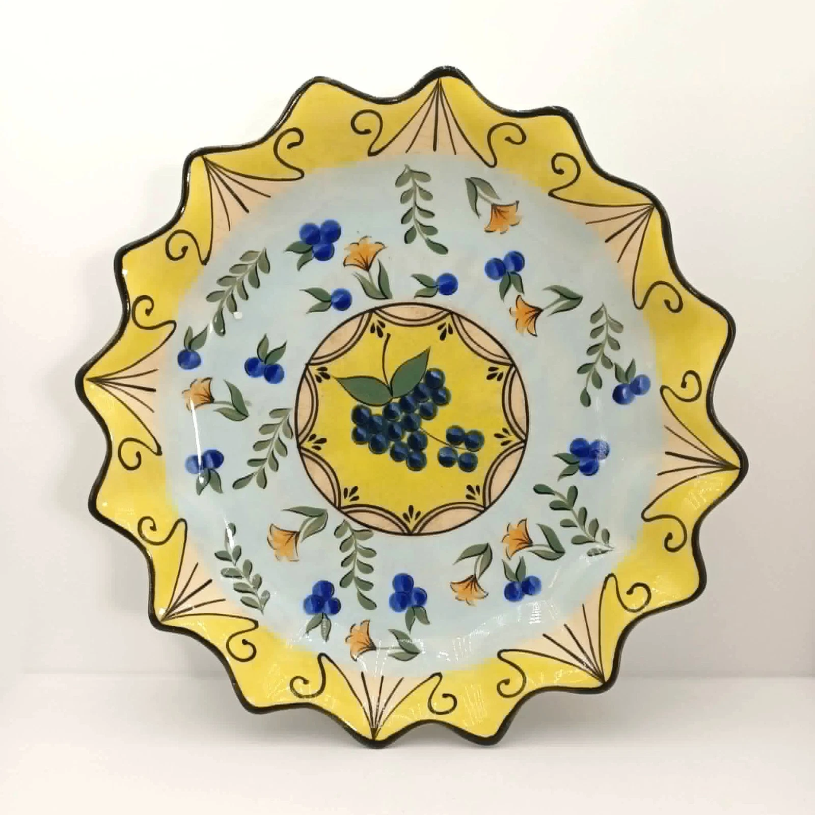 Vintage Saparna Rommel Nueva 2" Deep Blueberry Pie Plate Ceramic Dish 10.5"