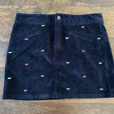 Vineyard Vines Navy Blue Corduroy Embroidered Whale Logo Skirt Size 8 EUC. C6