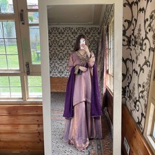 Ethnic Look Purple Heavy Fendy Silk Top Palazzo With Dupatta For Function Wear