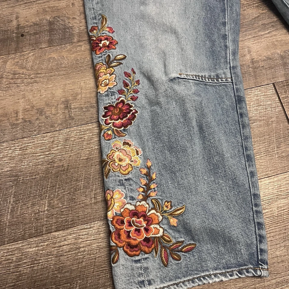 Pantalones de mezclilla para mujer Driftwood talla 31 bordados florales Barbara tiro alto Foto 2 de 4