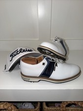 Used FootJoy Premiere Packard Golf Shoes Size 8.5 White/Navy 54269 and Hat