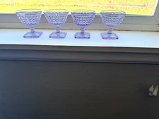 4 Imperial Purple Monticello Waffle Crystal Glass Sherbets with Square Base Rare