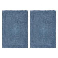 COTTON CRAFT Luxurious Bath Mat Rug - Set of 2 17x24 Inches, Azure Blue