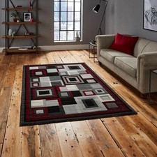 Hudson Rug Cheap Heat Set Yarn Rug clearance 120x170 New in wrapper Black Red