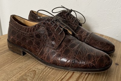 ZELLI Genuine Alligator Skin Brown Oxford Dress Shoes Made  display picture 2