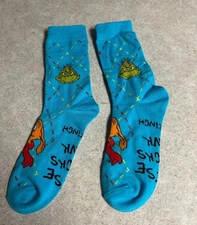 2025 Grinch Meal Blue Socks Christmas Socks Holiday Socks