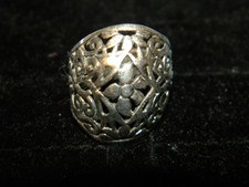 Vintage Sterling Silver Dome Filigree Ring Size 6 4.7g