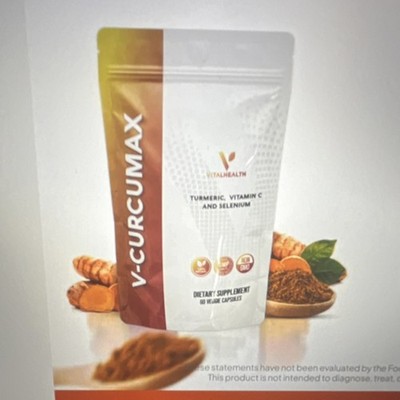 VitalHealth V-Curcumax Turmeric Vitamin C Selenium MSM Vegan Non-GMO 60 Capsules