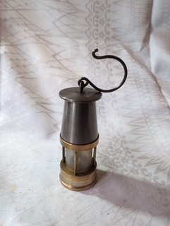A Vintage Sold Brass Metal Miner Lamp Model