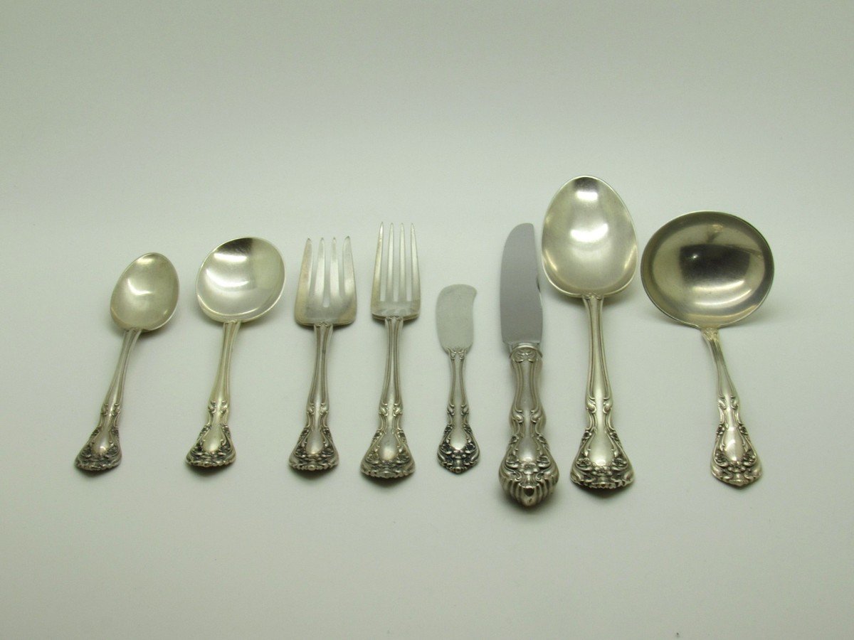 ビンテージ　ALVIN STERLINGスプーン　Chateau Rose 純銀 Alvin CHATEAU ROSE Sterling Silver Flatware Set 76pcs, Service for
