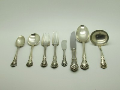 ビンテージ　ALVIN STERLINGスプーン　Chateau Rose 純銀 Alvin CHATEAU ROSE Sterling Silver Flatware Set 76pcs, Service for