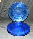 HAZEL ATLAS "MODERNTONE" SET OF 4 DINNER PLATES, COBALT BLUE, EX COND — photo 1