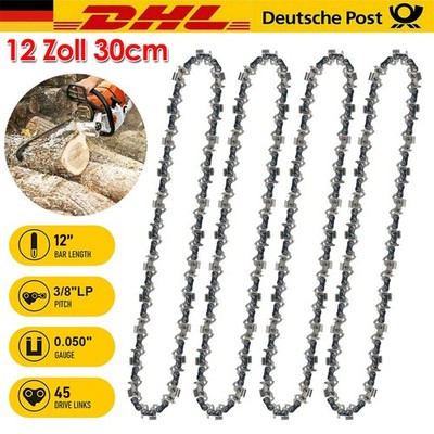 4x Sägekette 12 Zoll 30cm 3/8'' LP 1,3mm 45 Glieder für Motorsäge Kettensäge