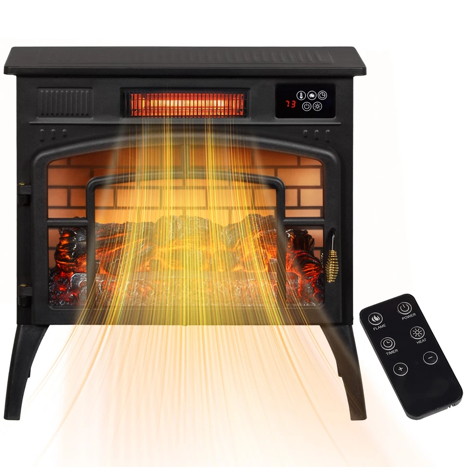 HOMCOM Infrared Electric Fireplace Heater for Indoor, 1500W, Black - Image 4 of 4