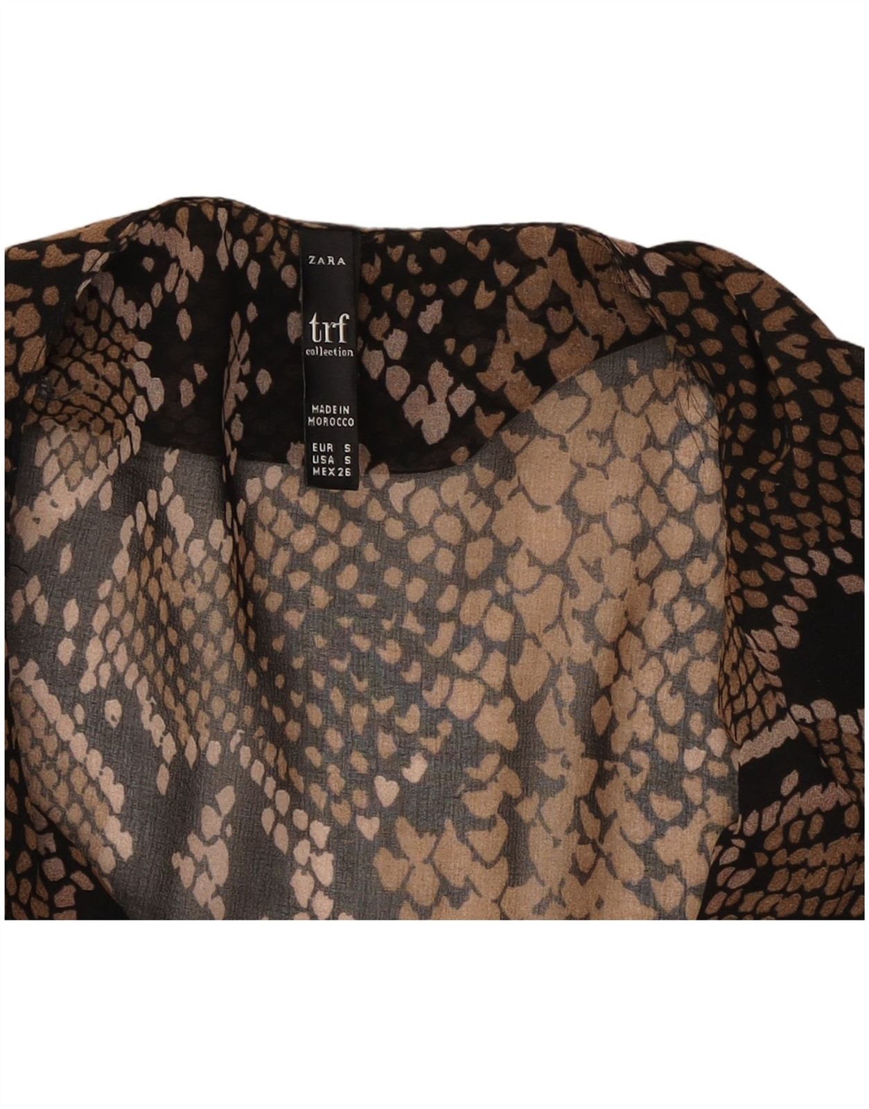 ZARA Womens Crop Shirt Blouse UK 10 Small Brown Animal Print BZ09 thumbnail 3