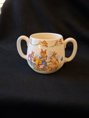 SELTENE ROYAL DOULTON VINTAGE BUNNYKINS KINDERZIMMER DOPPELHÄNDIGE TASSE ''BABYS DAY OUT''