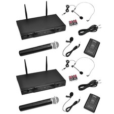Pyle Wireless Microphone System w/Transmitter, Handheld and Headset Mics QTY 2 