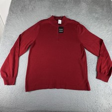 Jos A Bank Mens 100 Merino Wool Red 1/4 Zip Pullover Sweater XXL New With Tags