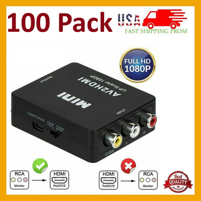 LOT RCA AV to HDMI HD Converter Composite CVBS Video Adapter Wii NES SNES Black