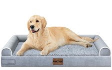 NANUYA Orthopedic Dog Bed for Large Dogs 36 x 27 Inch Light Grey Egg crate foam