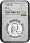 1960 50C Proof Silver Franklin Half Dollar NGC Graded PF 66 in New Holder