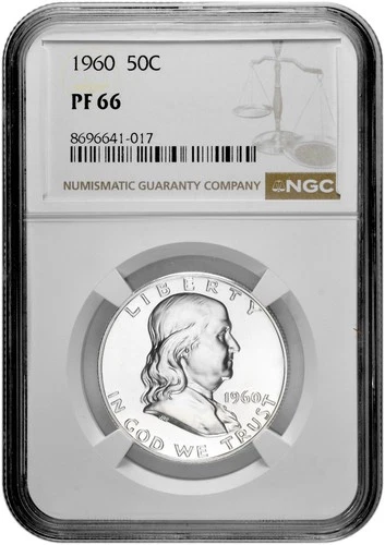 1960 50C Proof Silver Franklin Half Dollar NGC Graded PF 66 in New Holder