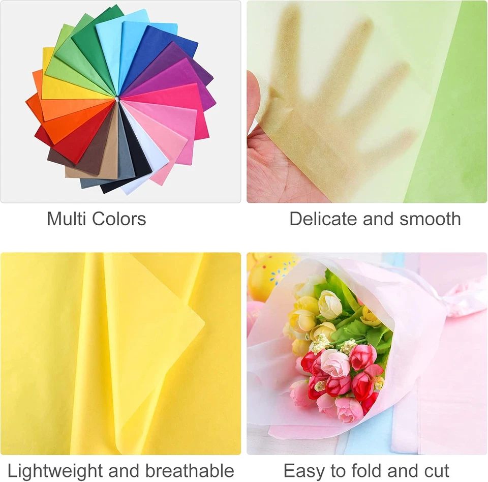 100 Sheets Multicolor Tissue Paper Bulk 20" X 14" Assorted Colored Art Tissue fo - Image 3 of 4