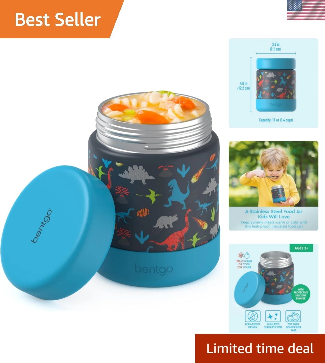 Kids Stainless Steel Food Jar - 11oz Leak-Proof Double Insulated Hot or Cold ...
Opens in a new wind