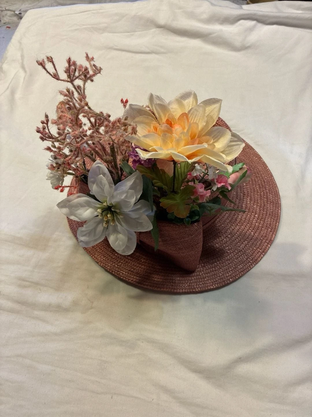 Betmar New York Pink Straw Floral Sun Hat with Bow Style J230