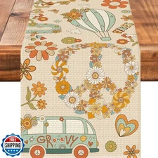 mutakin Retro Flowers Table Runner Seasonal Holiday Kitchen Dining Linen Tabl
