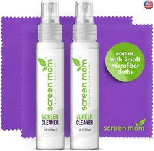Screen Cleaner Spray and Microfiber Cloths 2-Pack 2x1oz by Screen Mom-Screen