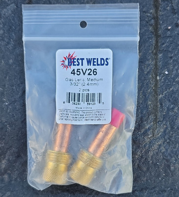 BEST WELDS Gas Lens Medium 3/32'' (2.4mm) 45V26 TIG Welding 2 Pack