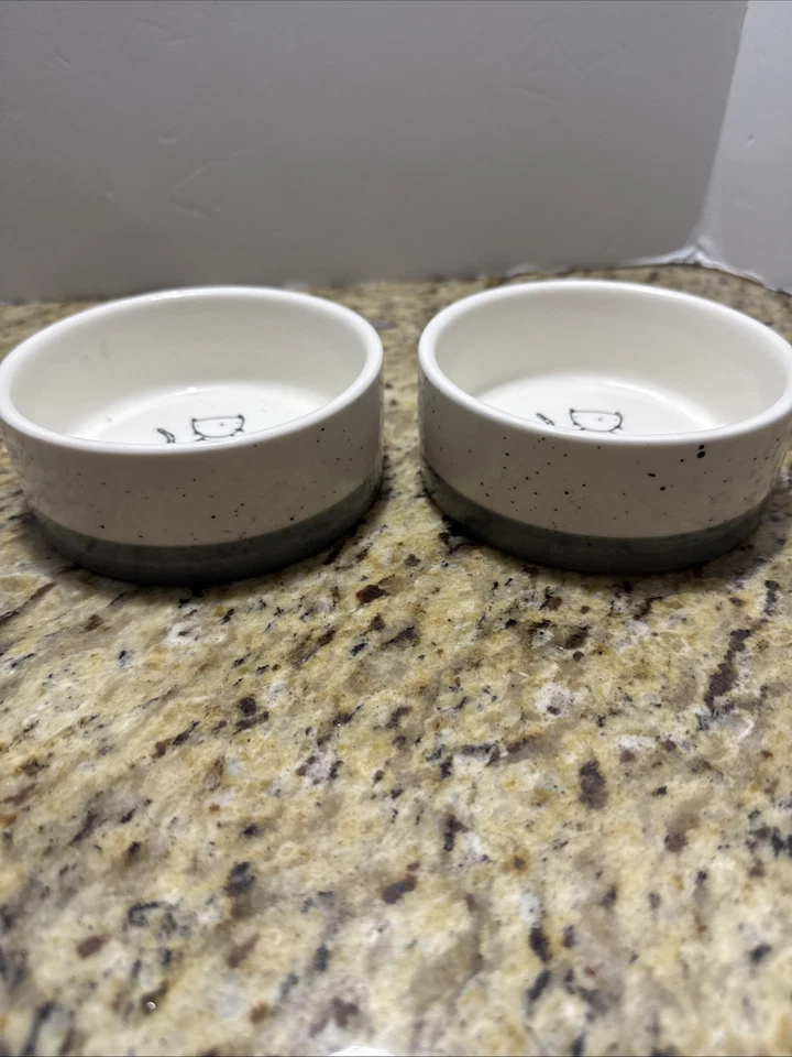 Purfect Signature Artículos para el hogar Gres Azul 4,5" Plato de comida para gatos Tazón de agua (2) Foto 4 de 4