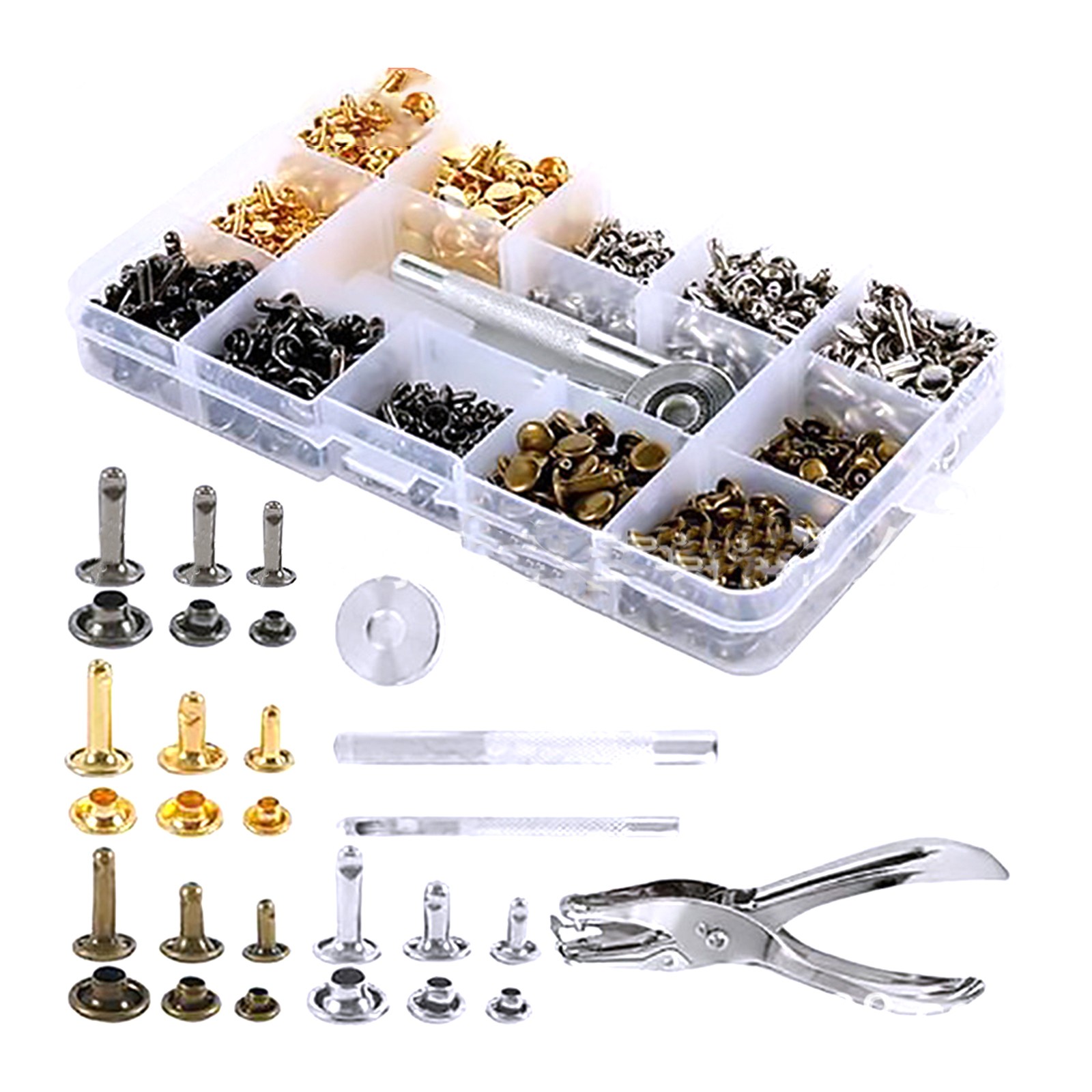Leather Rivets Kit 6mm 8mm Double Cap Rivets And Installation Tool For Craft Clo