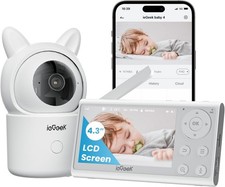 ieGeek 1080P Auto Tracking Baby Monitor, 4.3" Split Screen App Control,360 PTZ