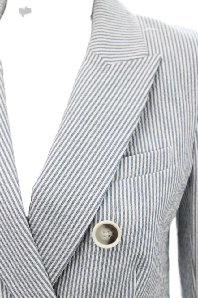 Veronica Beard Womens Tweed Textured Striped Button Blazer White Size M - Image 2 of 4