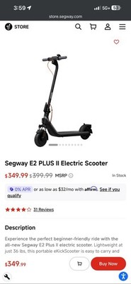 Segway Ninebot E2 Plus II Electric Scooter Brand New In Box