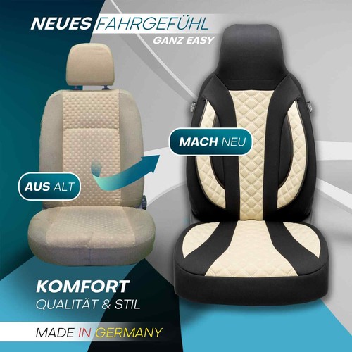 Fundas de asiento de autocaravana piloto adecuadas para Weinsberg CaraCompact (beige-negro) - Imagen 6 de 11