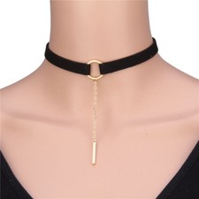 Black Choker Necklace Set Stretch Velvet Classic Gothic Tattoo Lace Retro UK