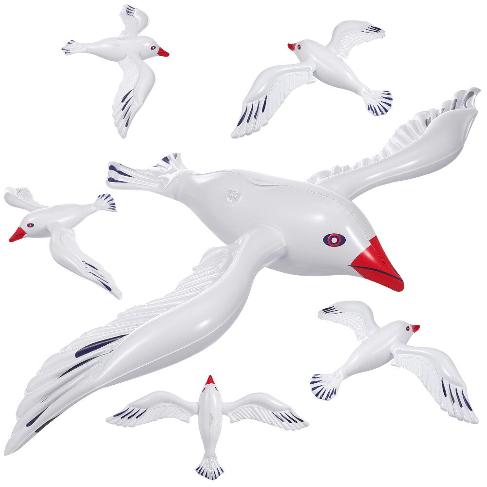 6pcs Inflatable Seagull Party Decoration Beach Seagull Ornaments Pool Party