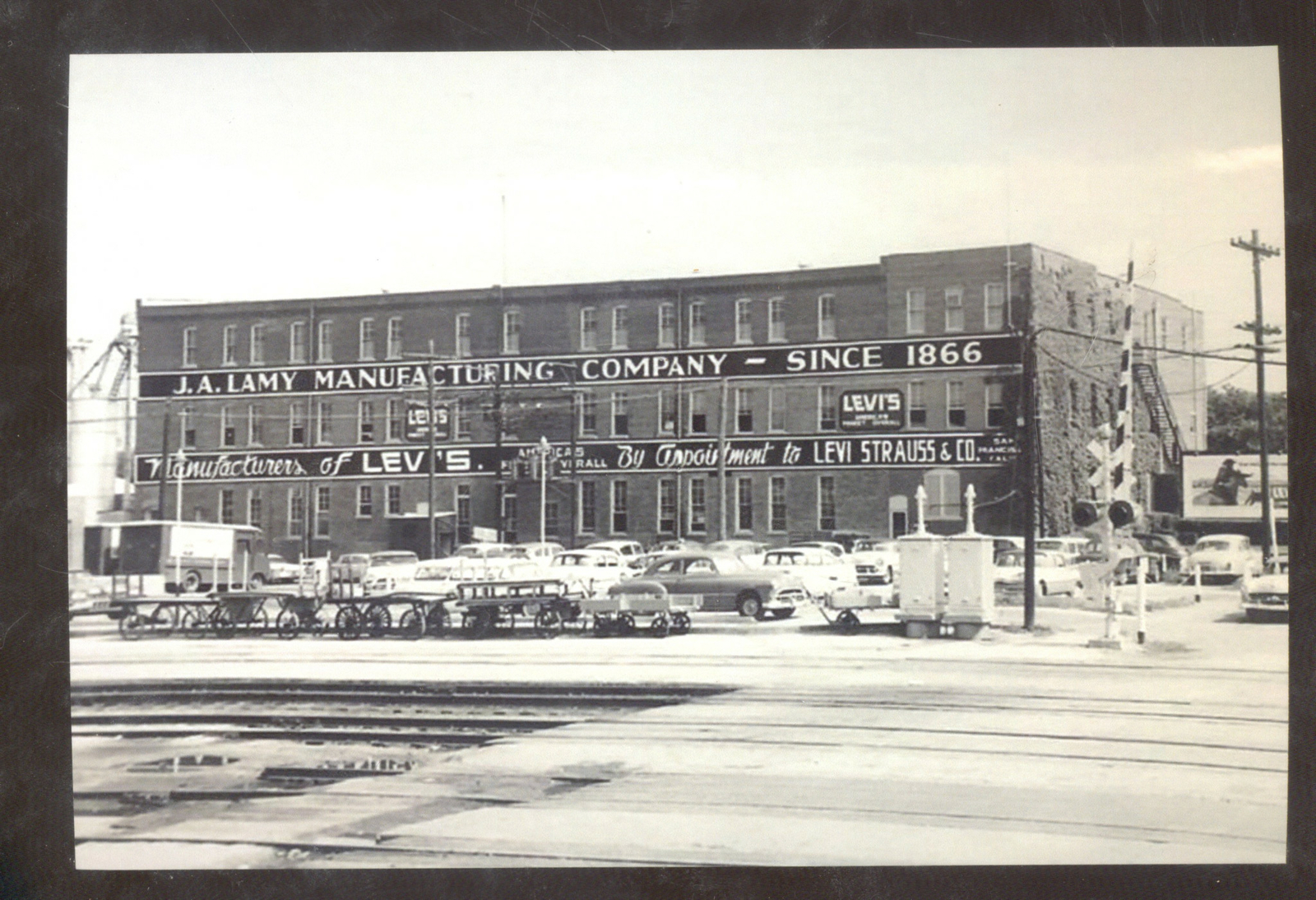 REAL PHOTO SEDALIA MISSOURI LAMY MFG. COMPANY LEVI JEANS CARS POSTCARD