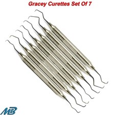 Gracey Curettes Set Of 7 Hallow Periodontal Scalers Tartar Remover Instruments