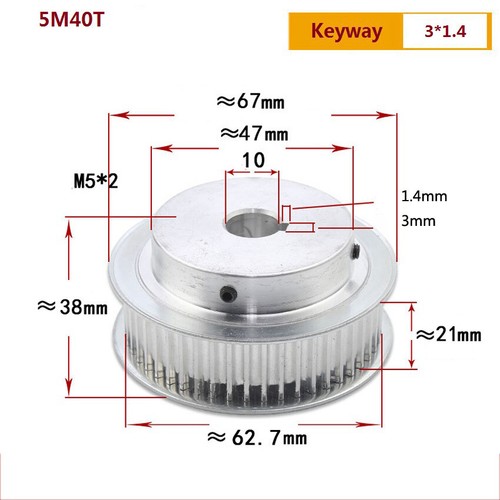 HTD-5M 15T-44T Timing Belt Pulley Pitch 5mm With Step/Keyway Teeth Width 16/21mm - Picture 163 of 184